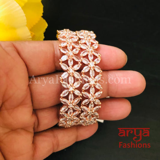 Sunisha Rose Gold Cubic Zirconia Bangles