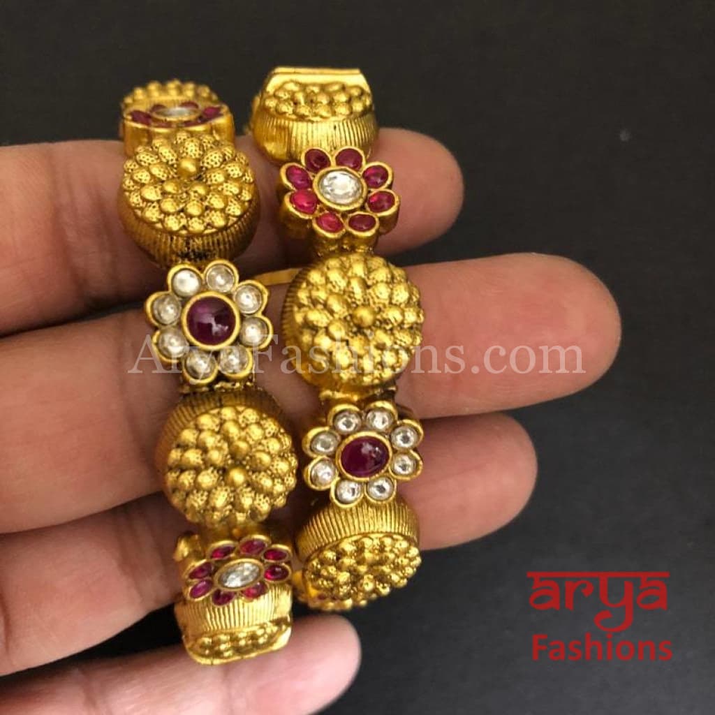Surali Kundan Kada with Ruby/Emerald/Kundan stones