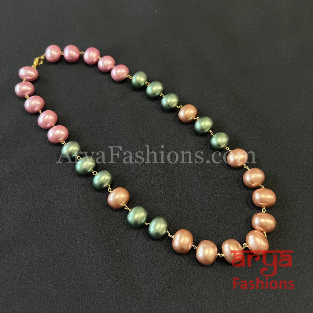 Tanjore Beads Pearls Indian Necklace
