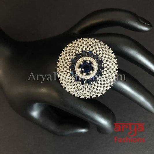 Trisha Cubic Zirconia Statement Silver Cocktail Ring