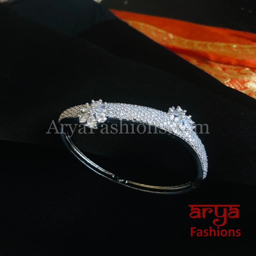 Tyra Cubic Zirconia Openable Bracelet/ CZ Crystal Party Bracelet
