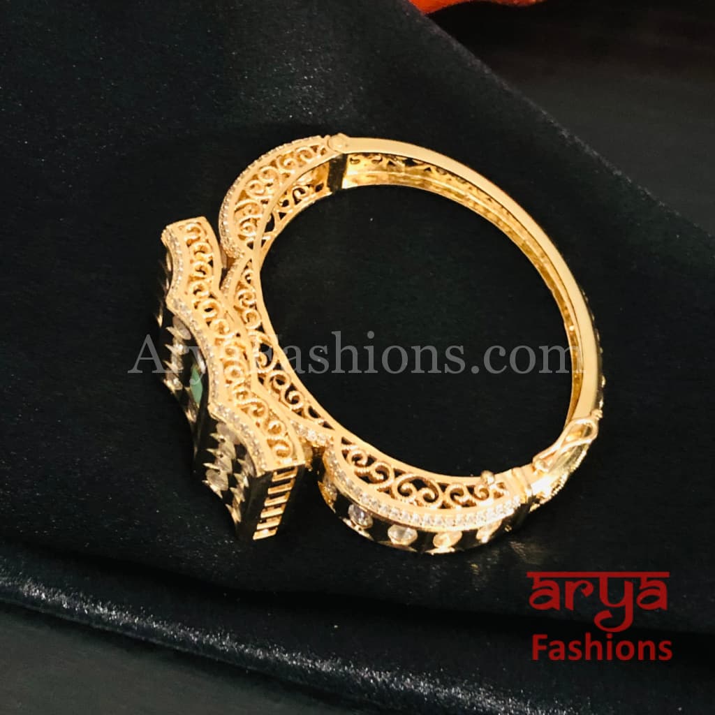 Veera Blue Kundan Rajwadi Openable Bracelet/ Rajasthani Jaipuri Pacchi Bracelet