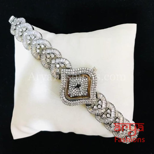 Victorian Black Designer CZ Watch/ Stone Ladies Wrist Hip Hop Watch