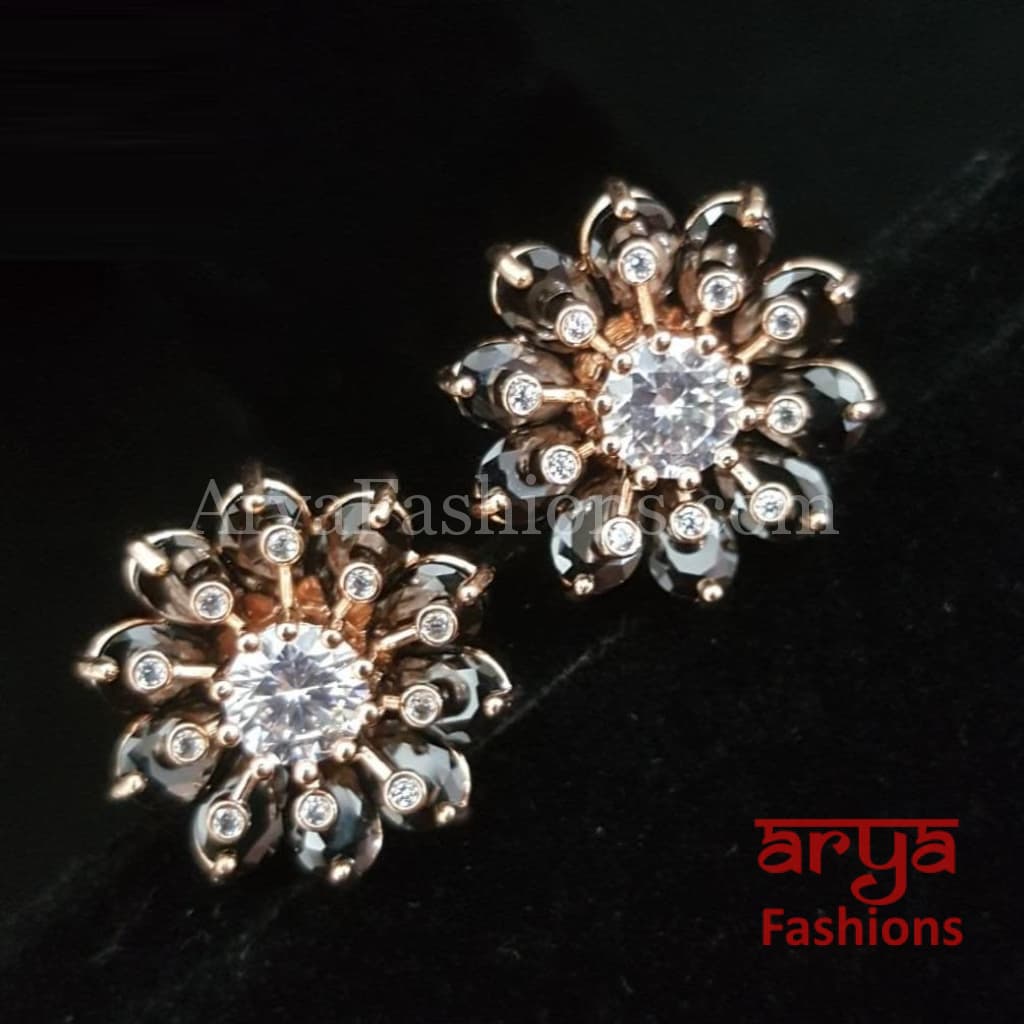 Viva Rose Gold CZ Studs/ Trendy Bollywood Stud Earrings