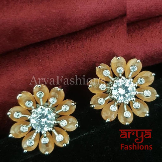 Viva Silver CZ Studs/ Trendy Bollywood Stud Earrings