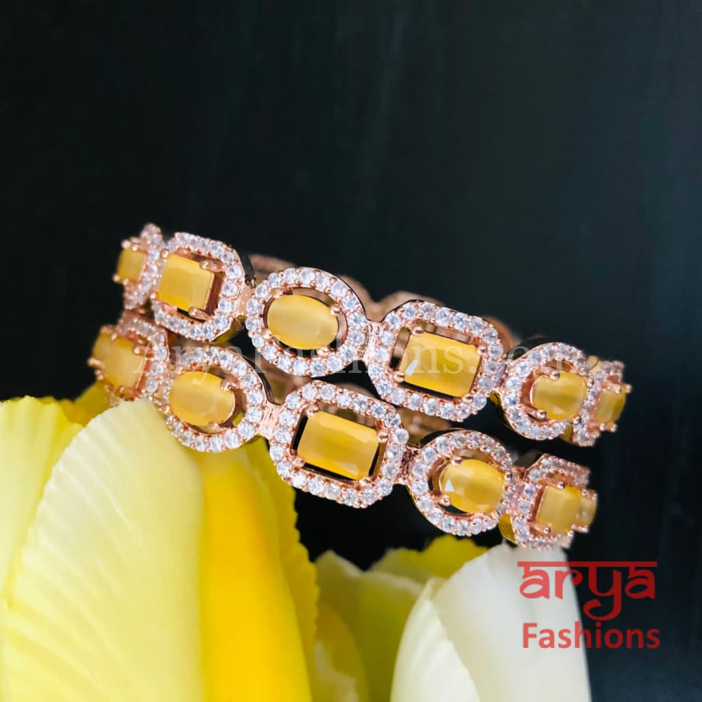 Yellow Rose Gold CZ Bangles