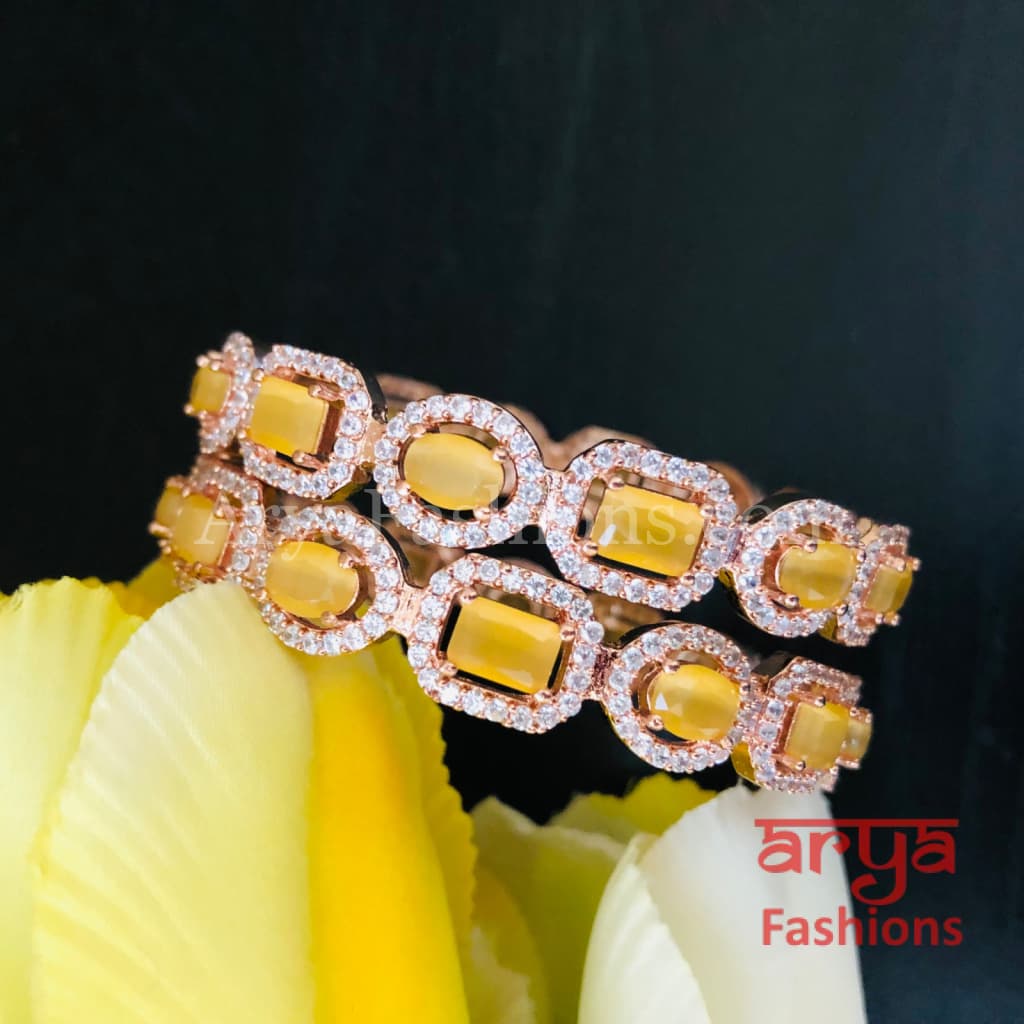 Yellow Rose Gold CZ Bangles