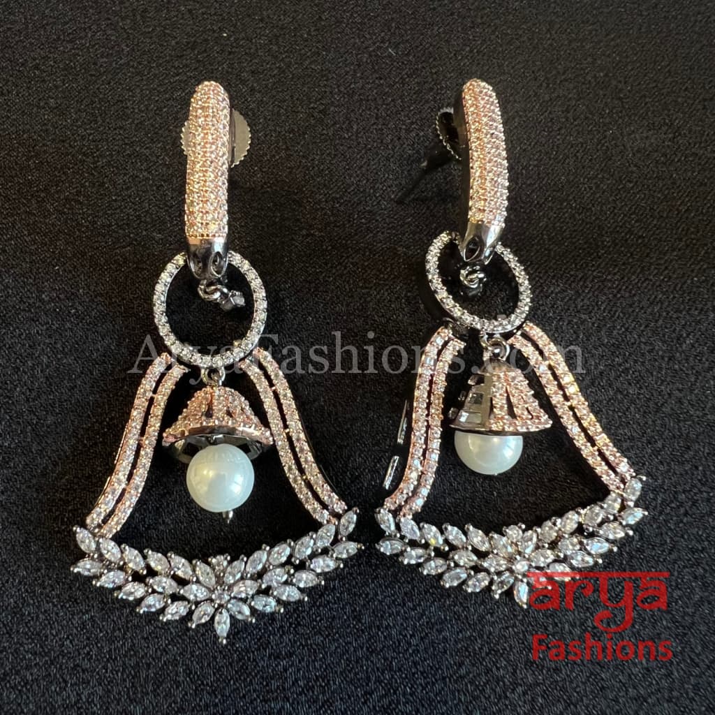 Zara Victorian Golden CZ Party Earrings