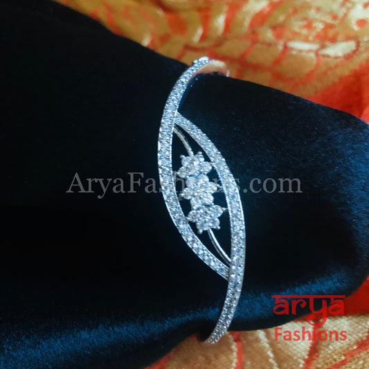 Zubia Silver CZ Band Bracelet/ Crystal Party Bracelet