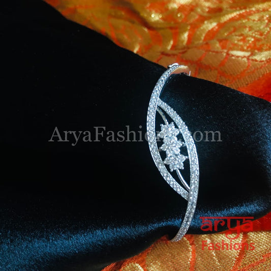 Zubia Silver CZ Band Bracelet/ Crystal Party Bracelet