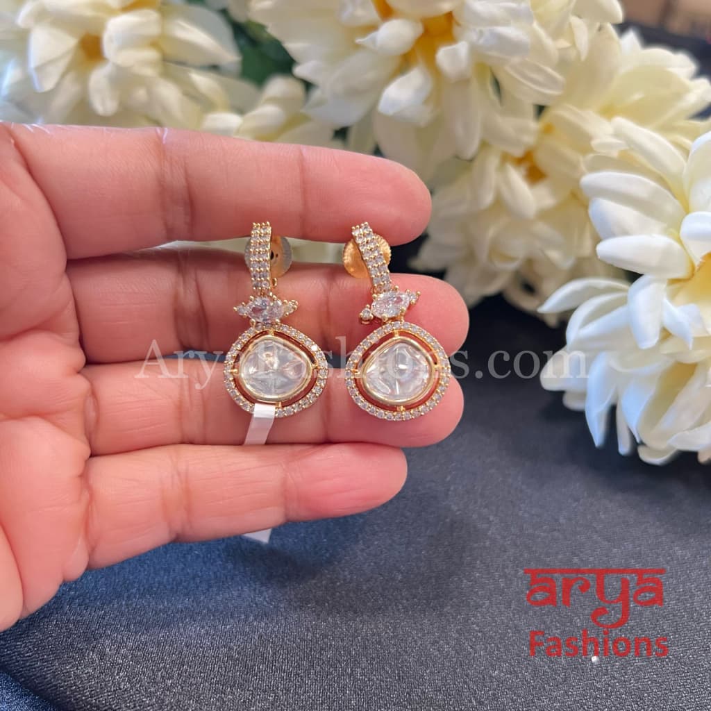 22 Karat Gold Plated Kundan CZ Studs Everyday Earrings (Copy)