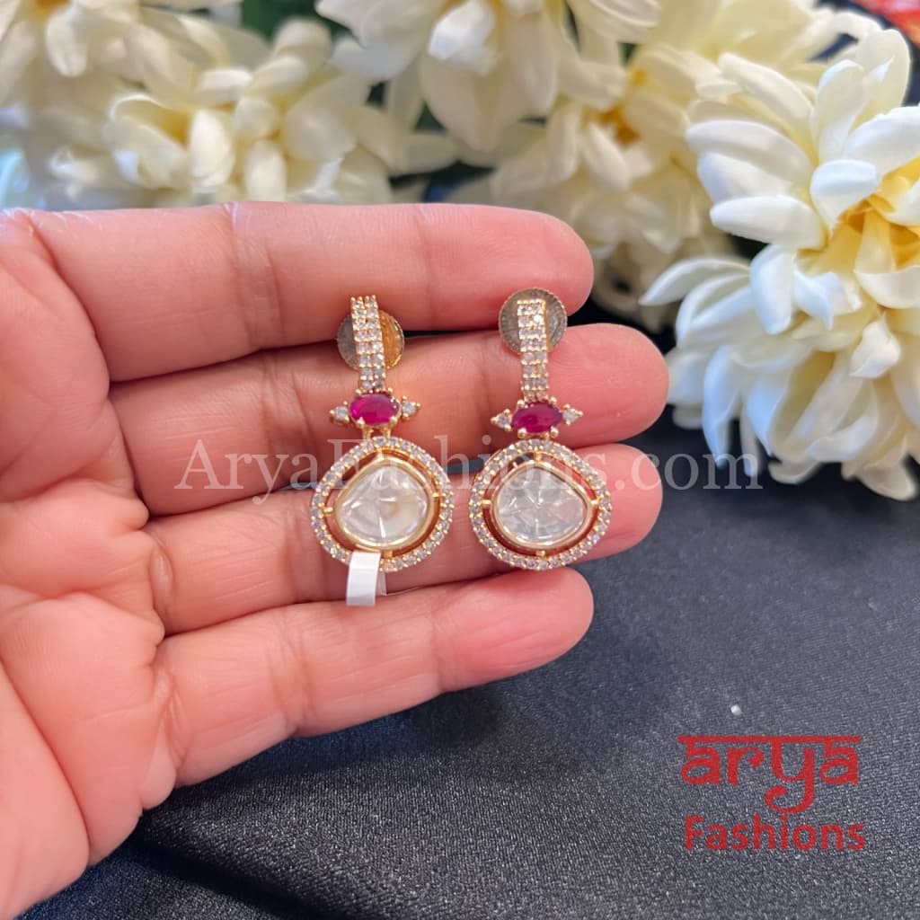 22 Karat Gold Plated Kundan CZ Studs Everyday Earrings (Copy)