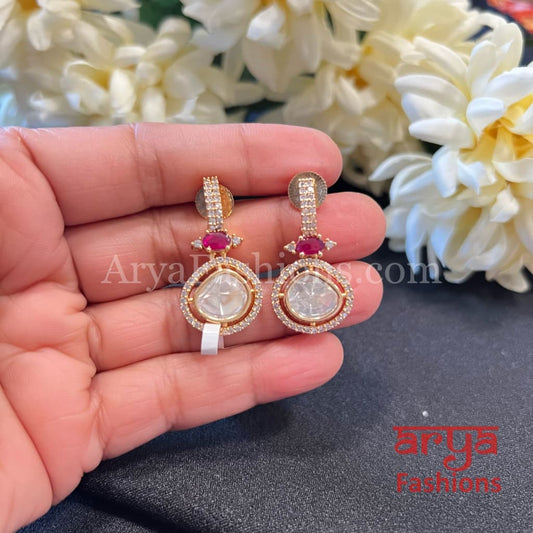 22 Karat Gold Plated Kundan CZ Studs Everyday Earrings (Copy)