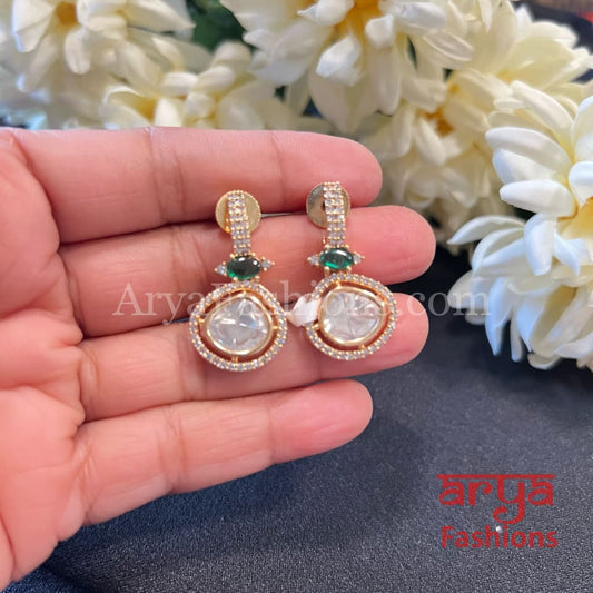 22 Karat Gold Plated Kundan CZ Studs Everyday Earrings (Copy)