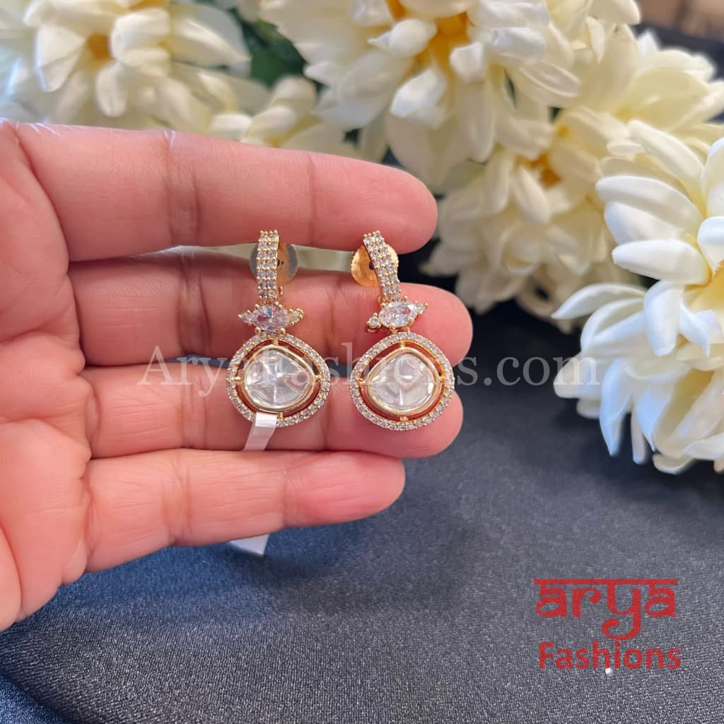 22 Karat Gold Plated Kundan CZ Studs Everyday Earrings (Copy)