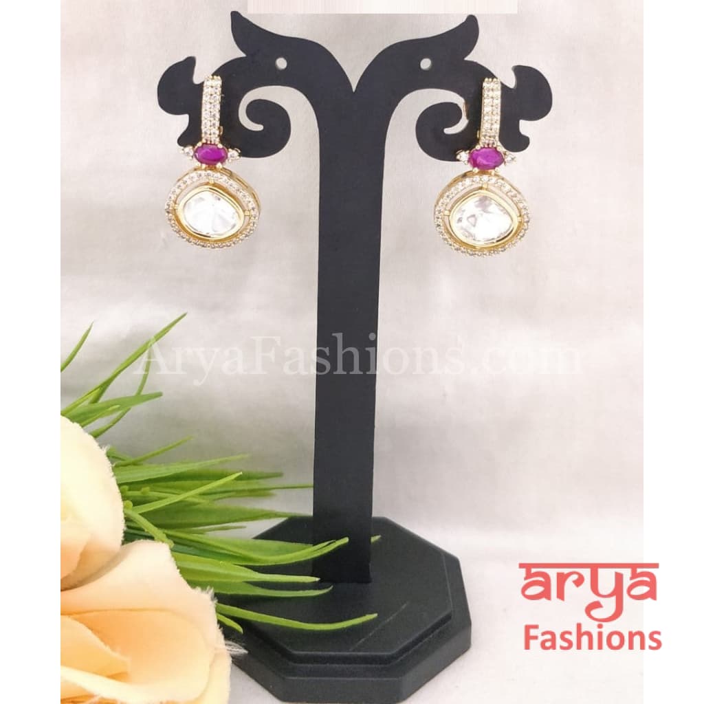 22 Karat Gold Plated Kundan CZ Studs Everyday Earrings (Copy)