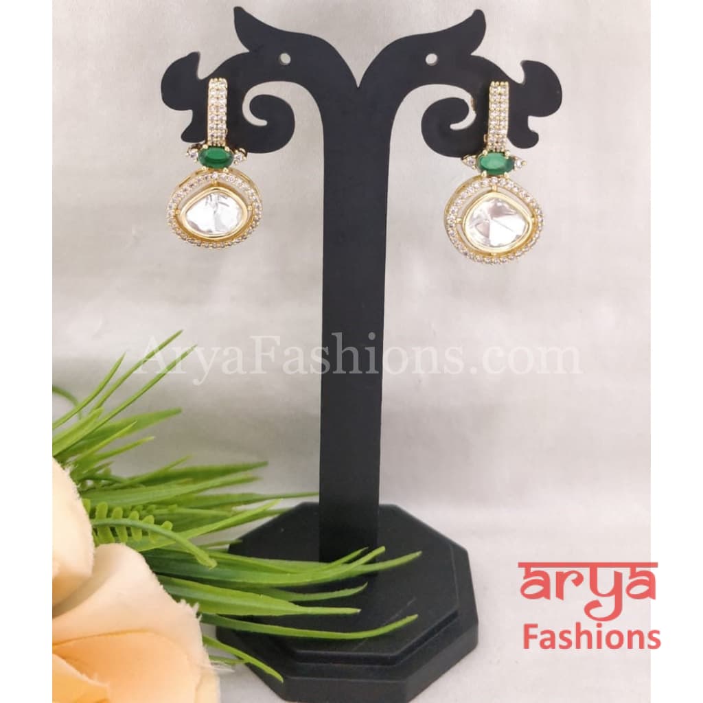 22 Karat Gold Plated Kundan CZ Studs Everyday Earrings (Copy)