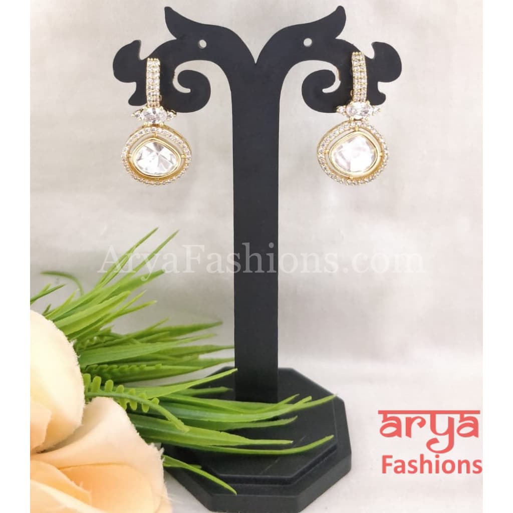 22 Karat Gold Plated Kundan CZ Studs Everyday Earrings (Copy)