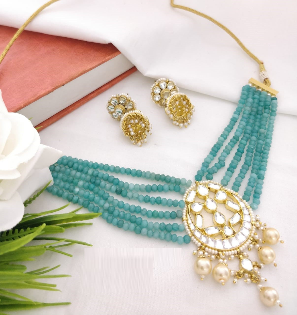 Laxmi Pacchi Kundan Choker/ Ruby Mint Green Pink Choker/Rajwadi Jewelry