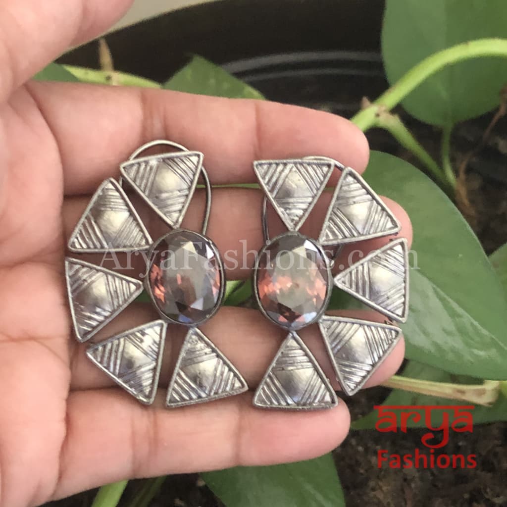 Aarzoo Golden Flower Stud/ Half Moon Studs/Golden Stud Earrings/Mother of Pearl