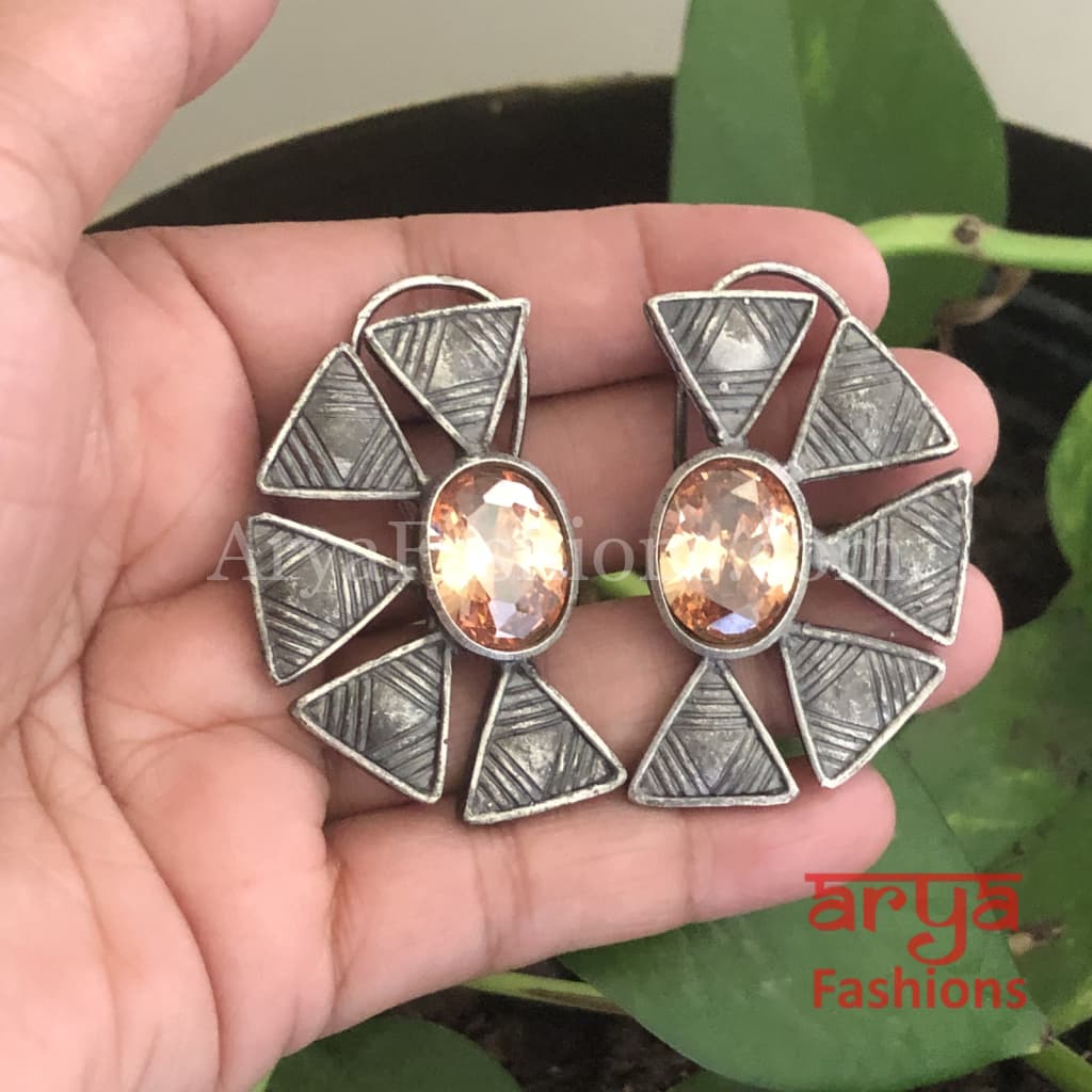 Aarzoo Golden Flower Stud/ Half Moon Studs/Golden Stud Earrings/Mother of Pearl