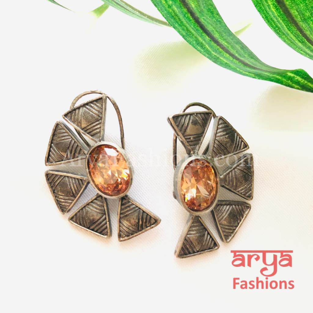 Aarzoo Golden Flower Stud/ Half Moon Studs/Golden Stud Earrings/Mother of Pearl