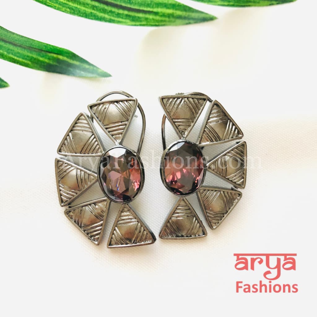 Aarzoo Golden Flower Stud/ Half Moon Studs/Golden Stud Earrings/Mother of Pearl