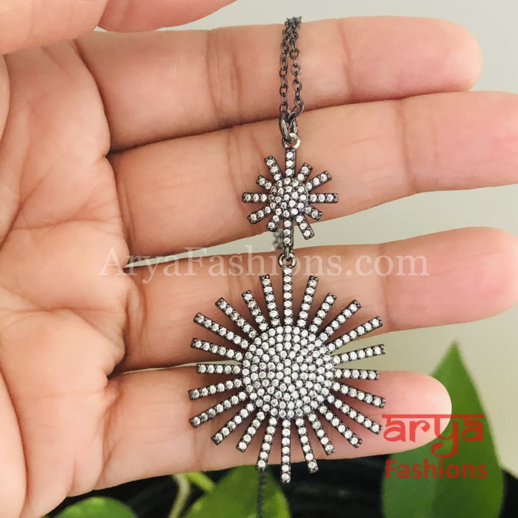 Aarzoo Micro Cubic Zirconia Gray Necklace/Fusion Necklace