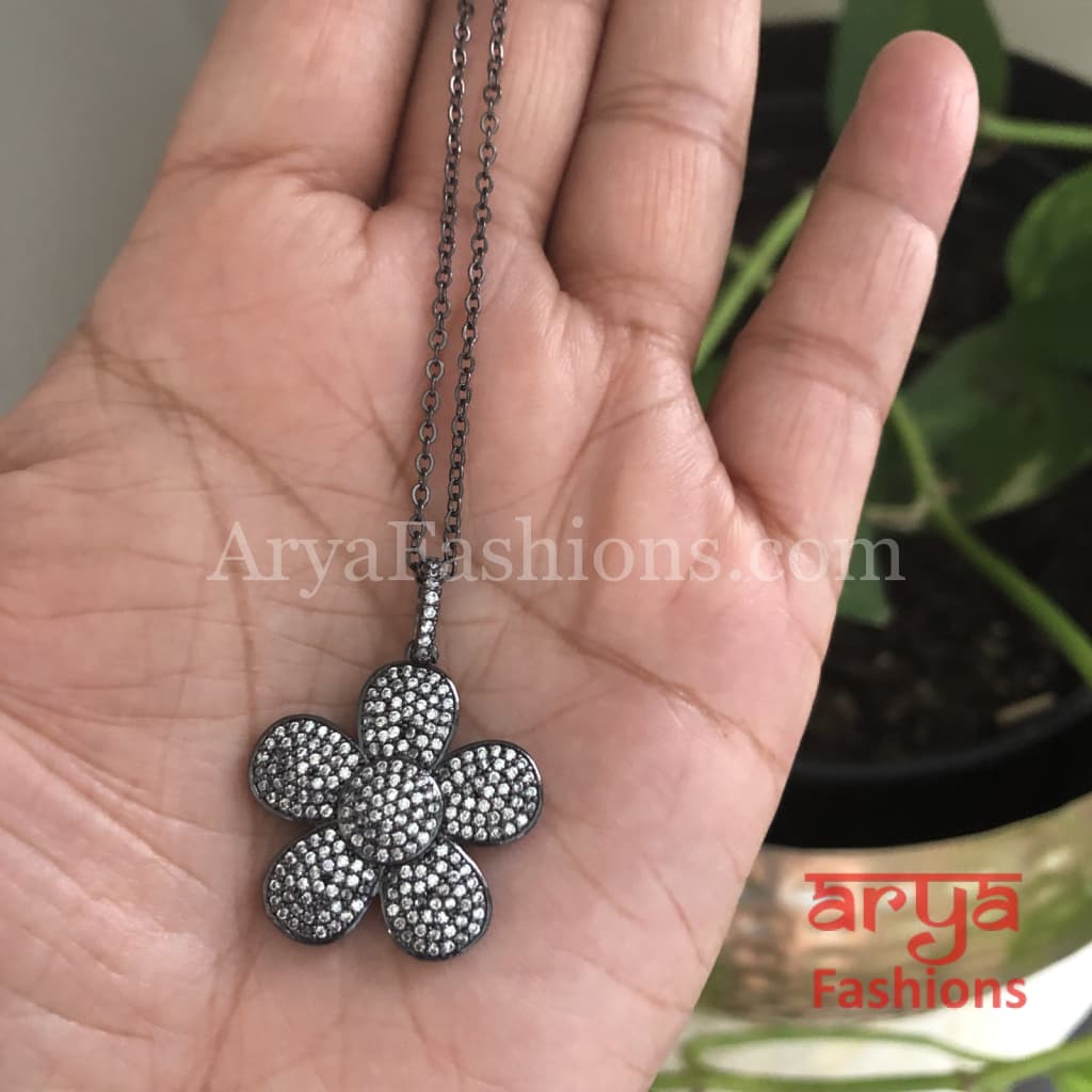 Aarzoo Micro Cubic Zirconia Gray Necklace/Fusion Necklace