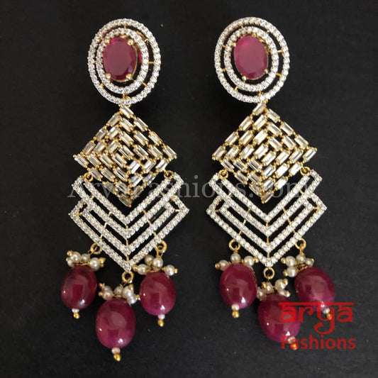 Aisha Ruby and Champagne Golden CZ Earrings