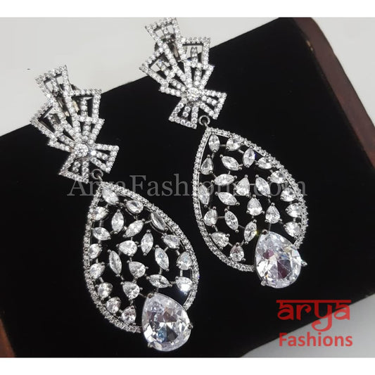 Aliza Pink Mint Green Victorian Black Silver CZ Party Earrings