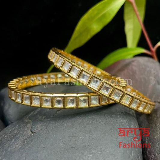 Anira Golden Kundan Bangles/ Indian Traditional Bangles