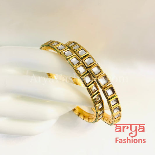 Anira Golden Kundan Bangles/ Indian Traditional Bangles