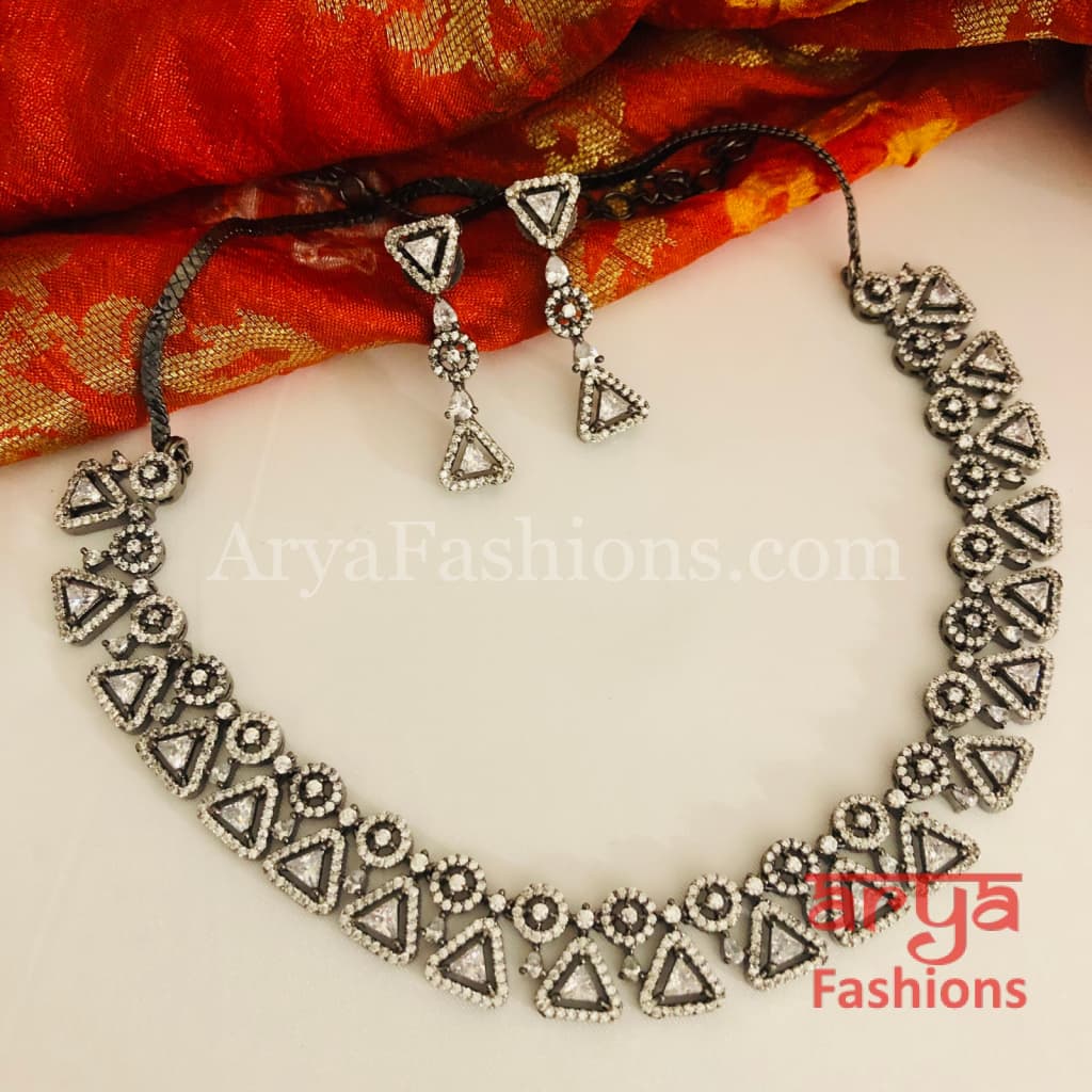 Bridal CZ Necklace/ Silver Cubic Zirconia Wedding Necklace