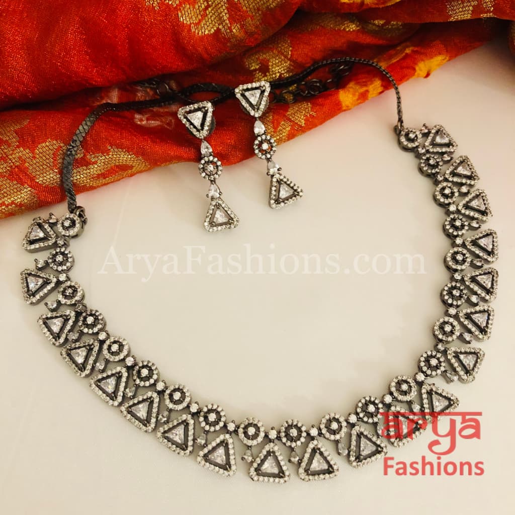Bridal CZ Necklace/ Silver Cubic Zirconia Wedding Necklace