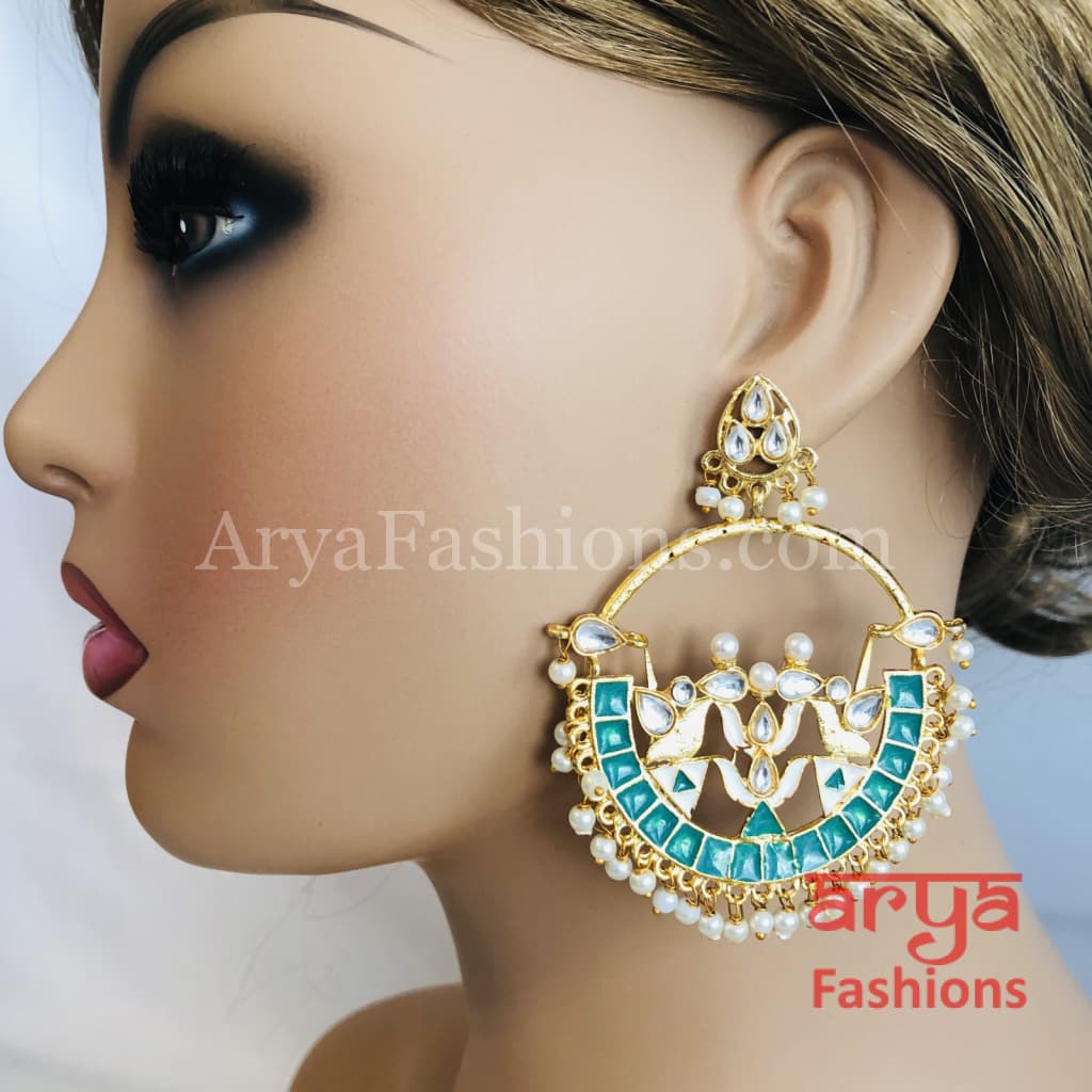 Chandni Amrapali Inspired Red Meenakari Kundan Chandbali