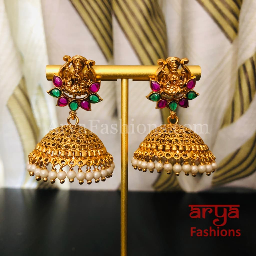 Golden Big Jhumka Earring with and Pearl beads