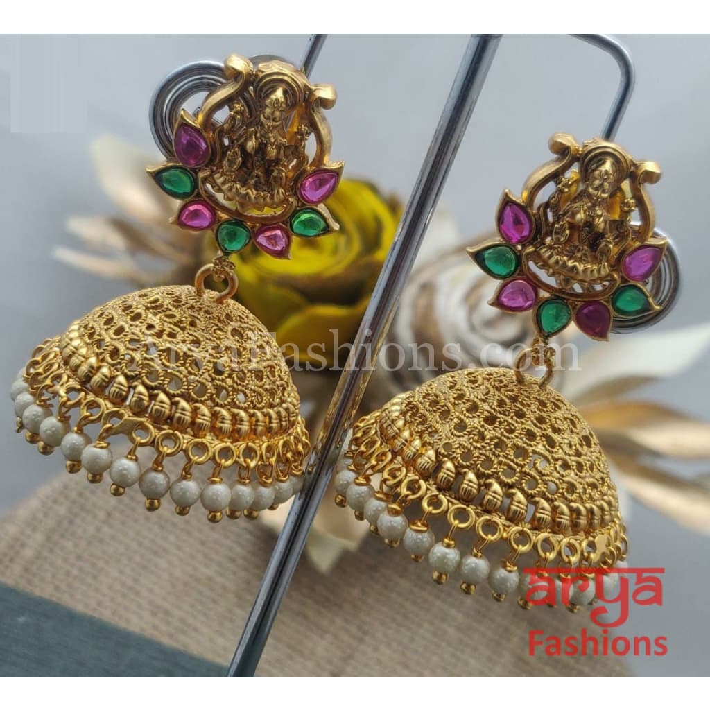 Golden Big Jhumka Earring with and Pearl beads
