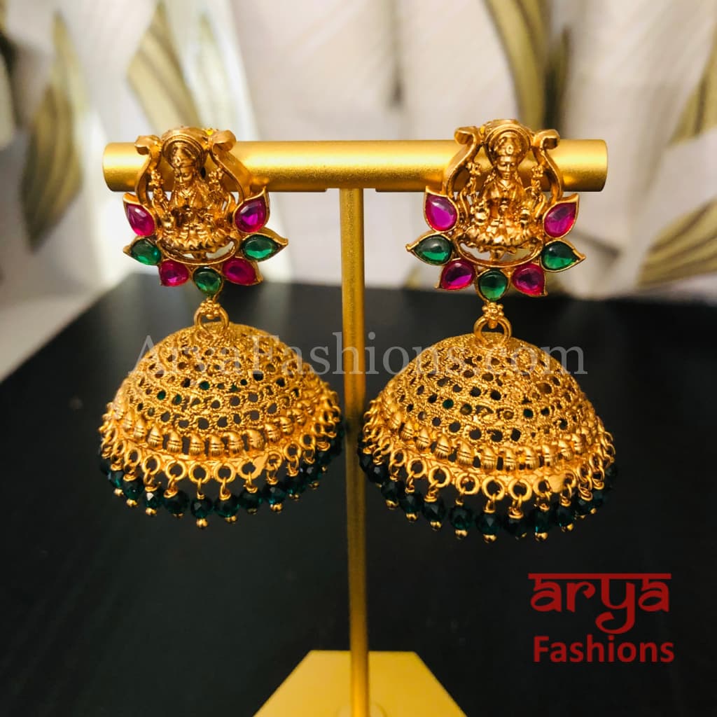 Gorgeous 2 Gram Gold Jhumki Big Earring Ruby Stone Bridal Collection ER3350