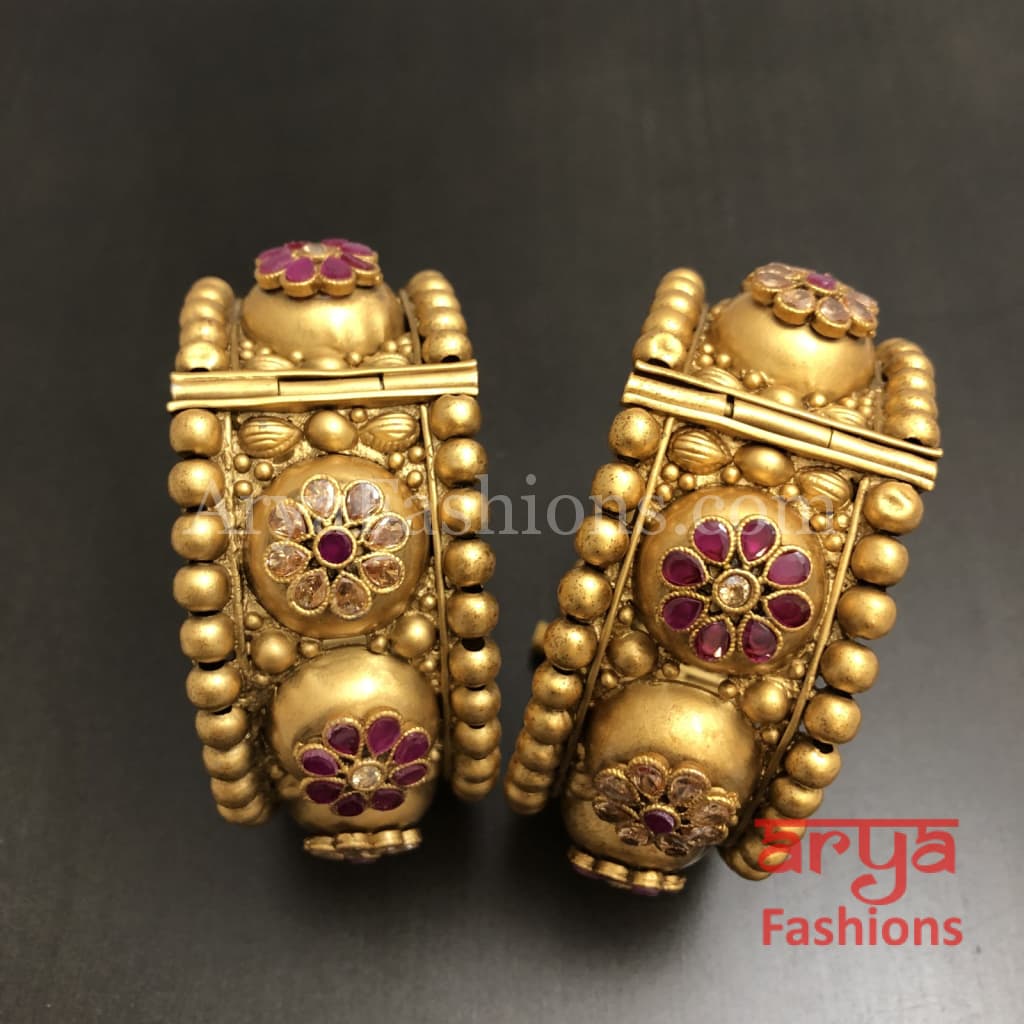 Golden Rajwadi Gokhru Bangles Kadas Set of 2