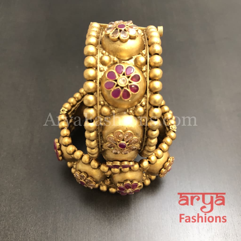 Golden Rajwadi Gokhru Bangles Kadas Set of 2