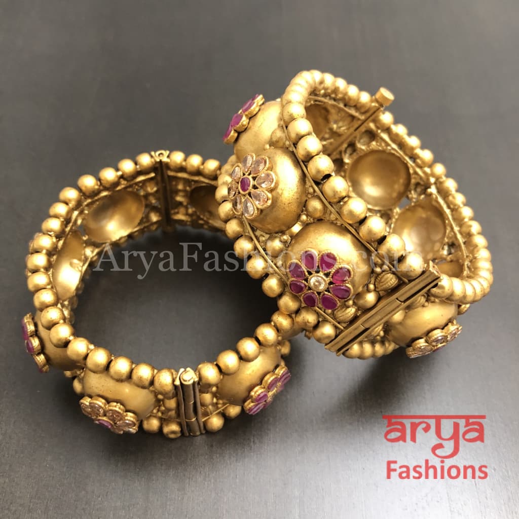 Golden Rajwadi Gokhru Bangles Kadas Set of 2