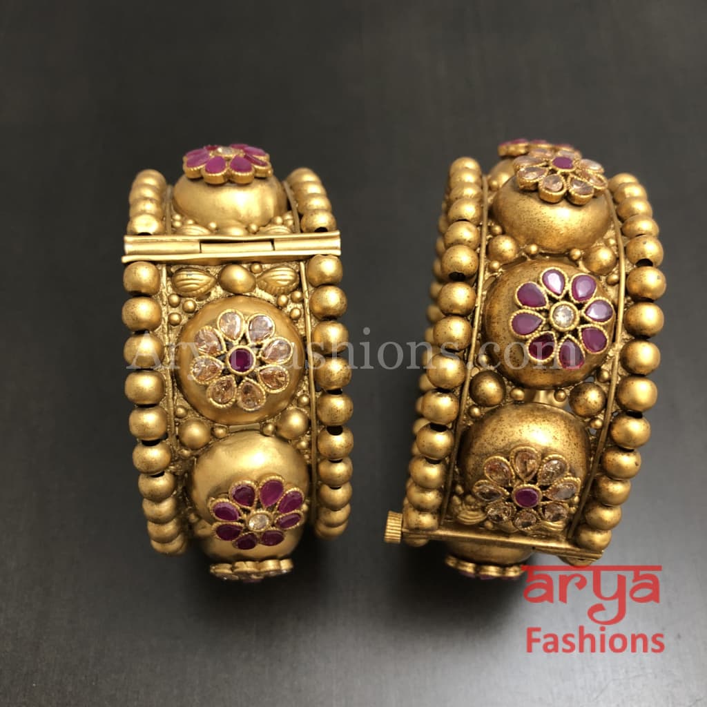 Golden Rajwadi Gokhru Bangles Kadas Set of 2