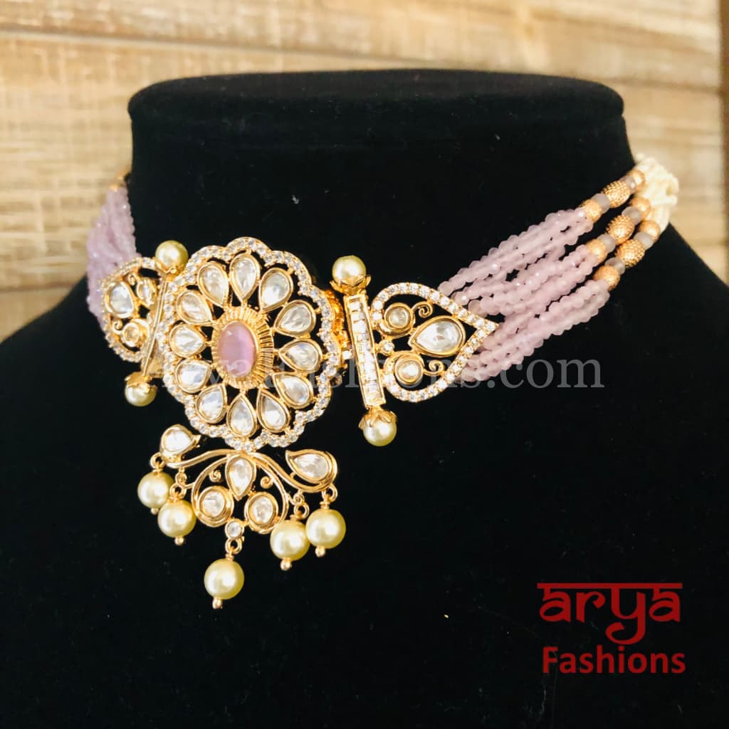 Jadau Rajwadi Pacchi Kundan CZ Choker/ Emerald Choker