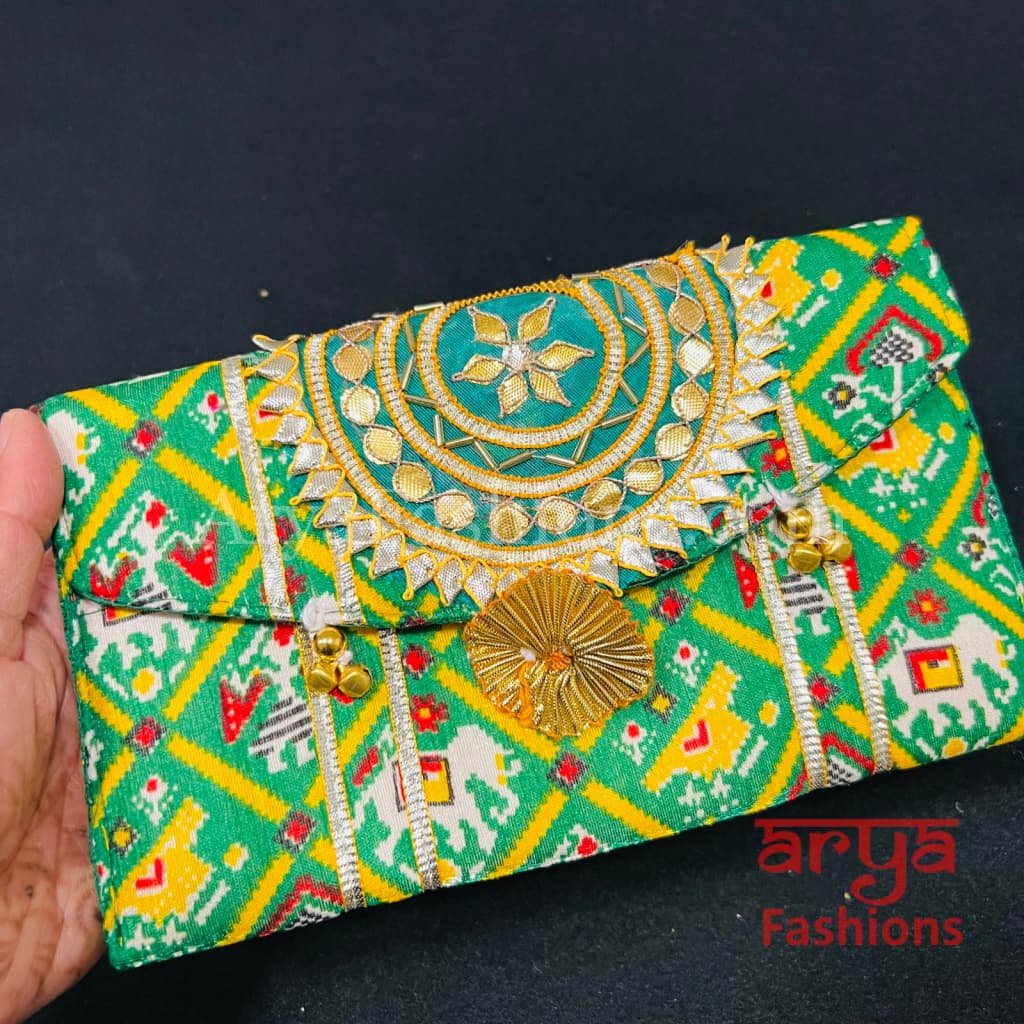 Jaipuri Bandhani Clutch Bag/ Designer Embroidered Purse