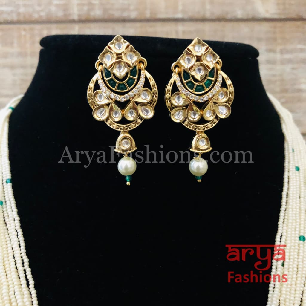Kashi CZ Kundan Pendant Beads Necklace/Handmade Necklace