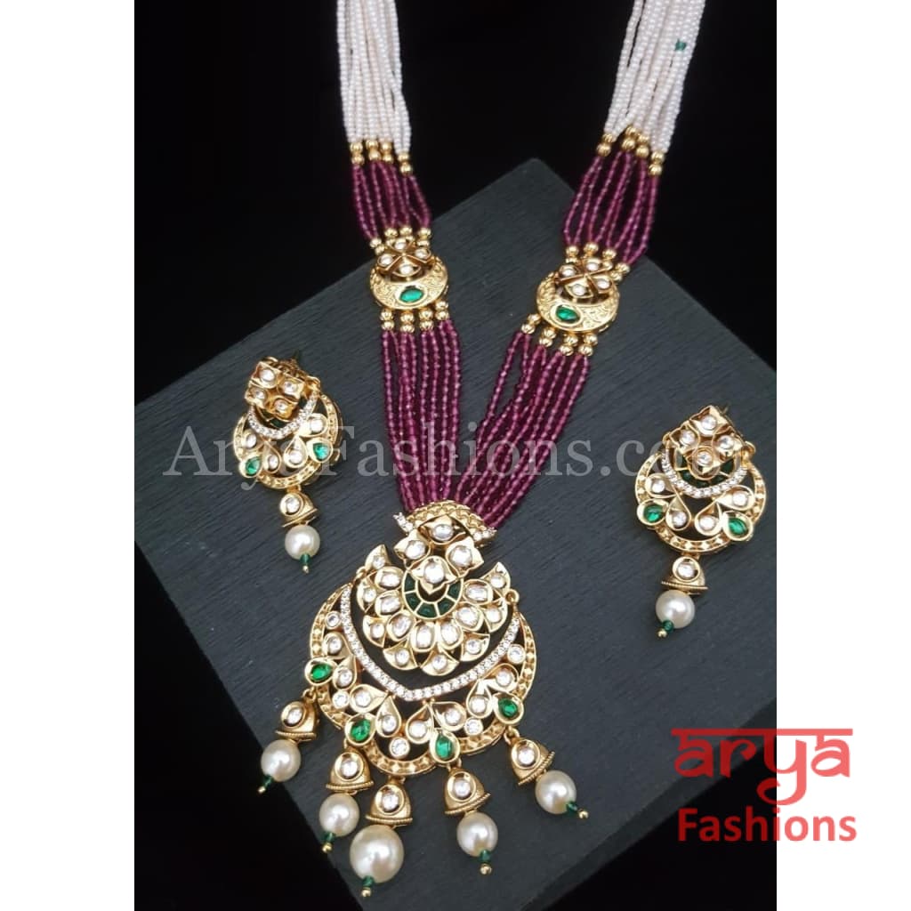 Kashi CZ Kundan Pendant Beads Necklace/Handmade Necklace