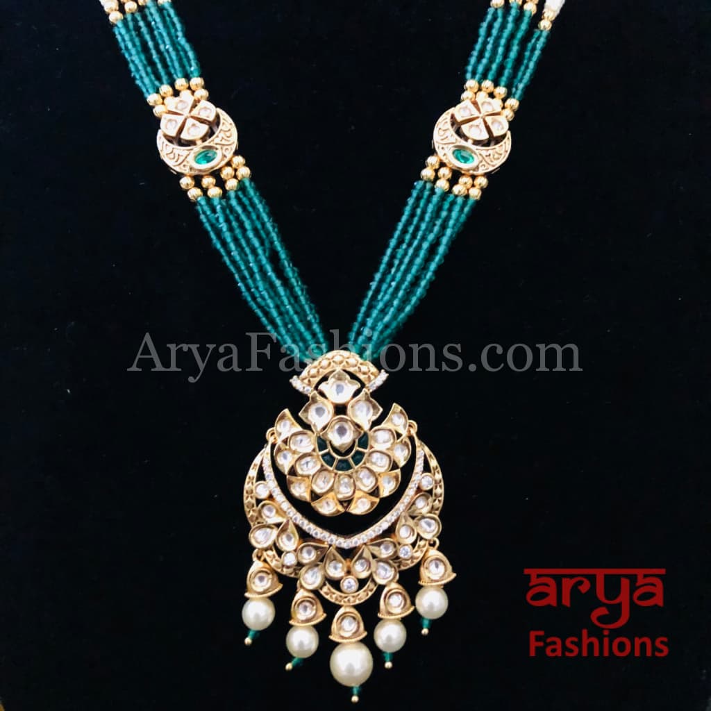 Kashi CZ Kundan Pendant Beads Necklace/Handmade Necklace