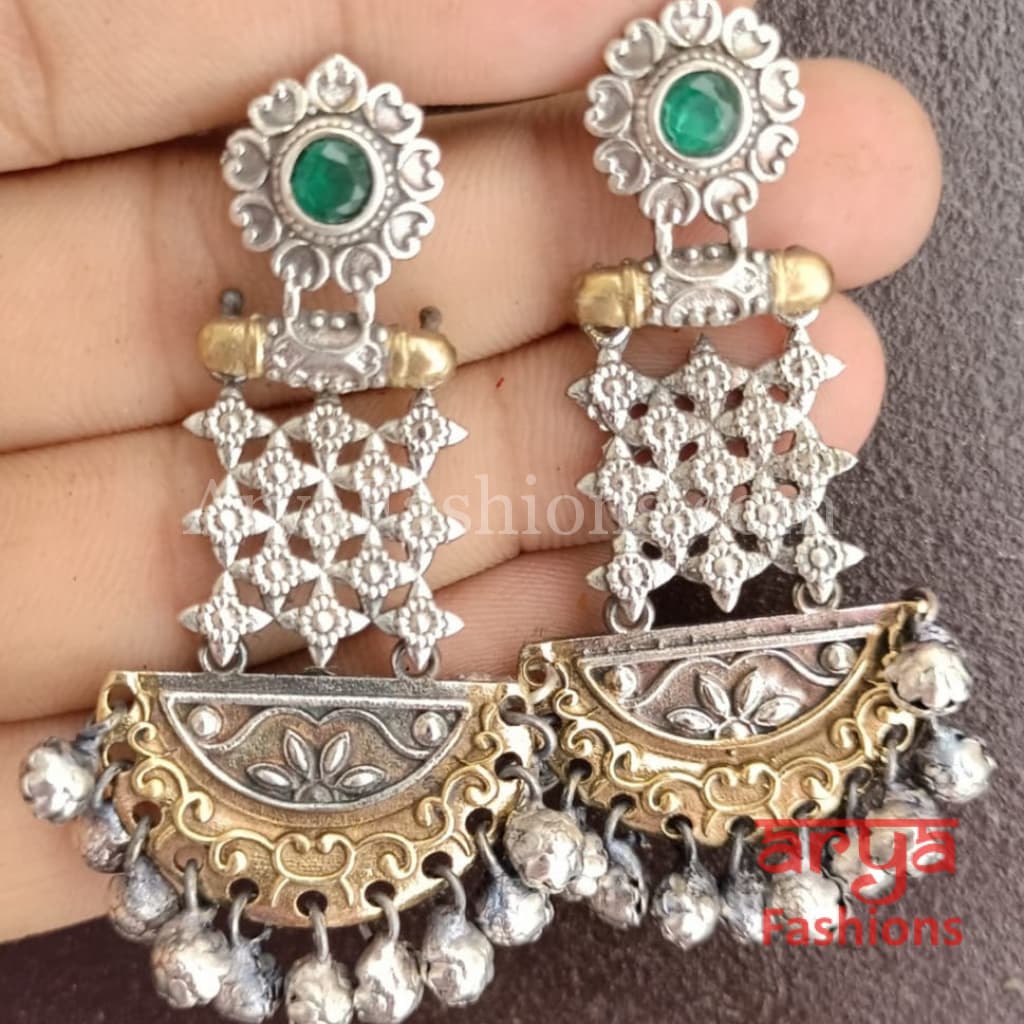 Katrina Kaif Dual Tone Oxidized Silver Indian Chandbali