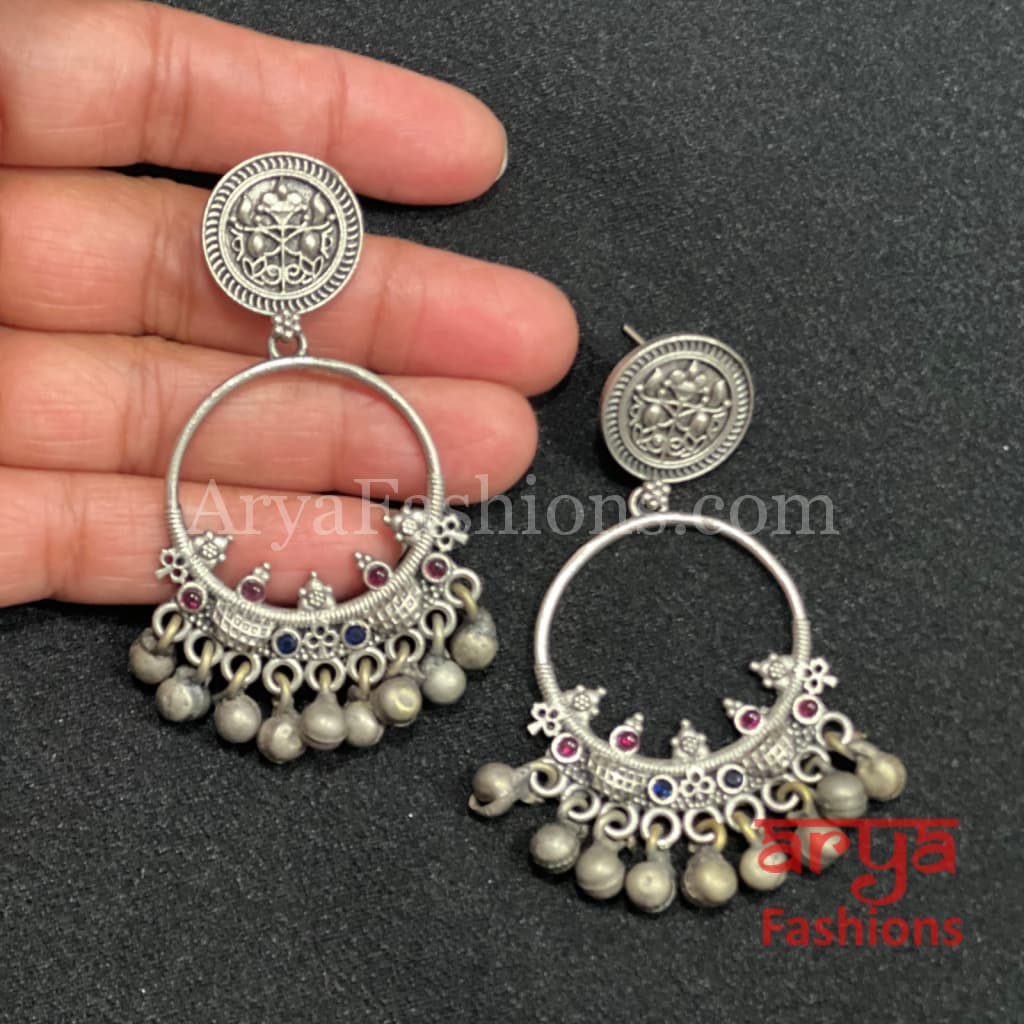 Katrina Kaif Inspired Silver Oxidized Chandbali Earrings